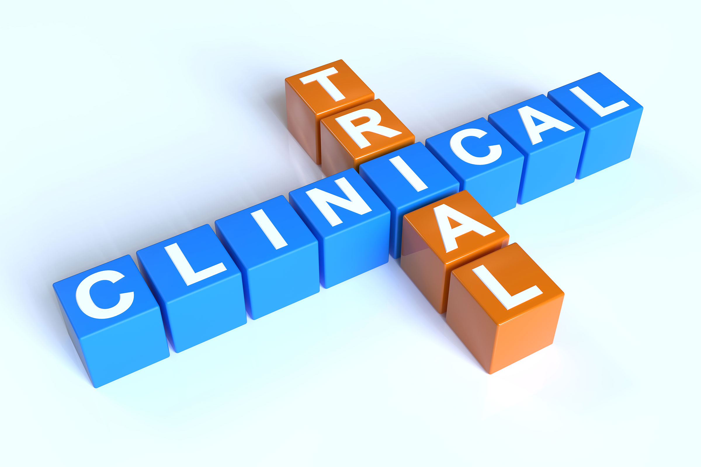 cirQum-beratung-klinischepruefpraeparate Zwei Wort-Würfelreihen ergeben die Worte Clinical und Trial.